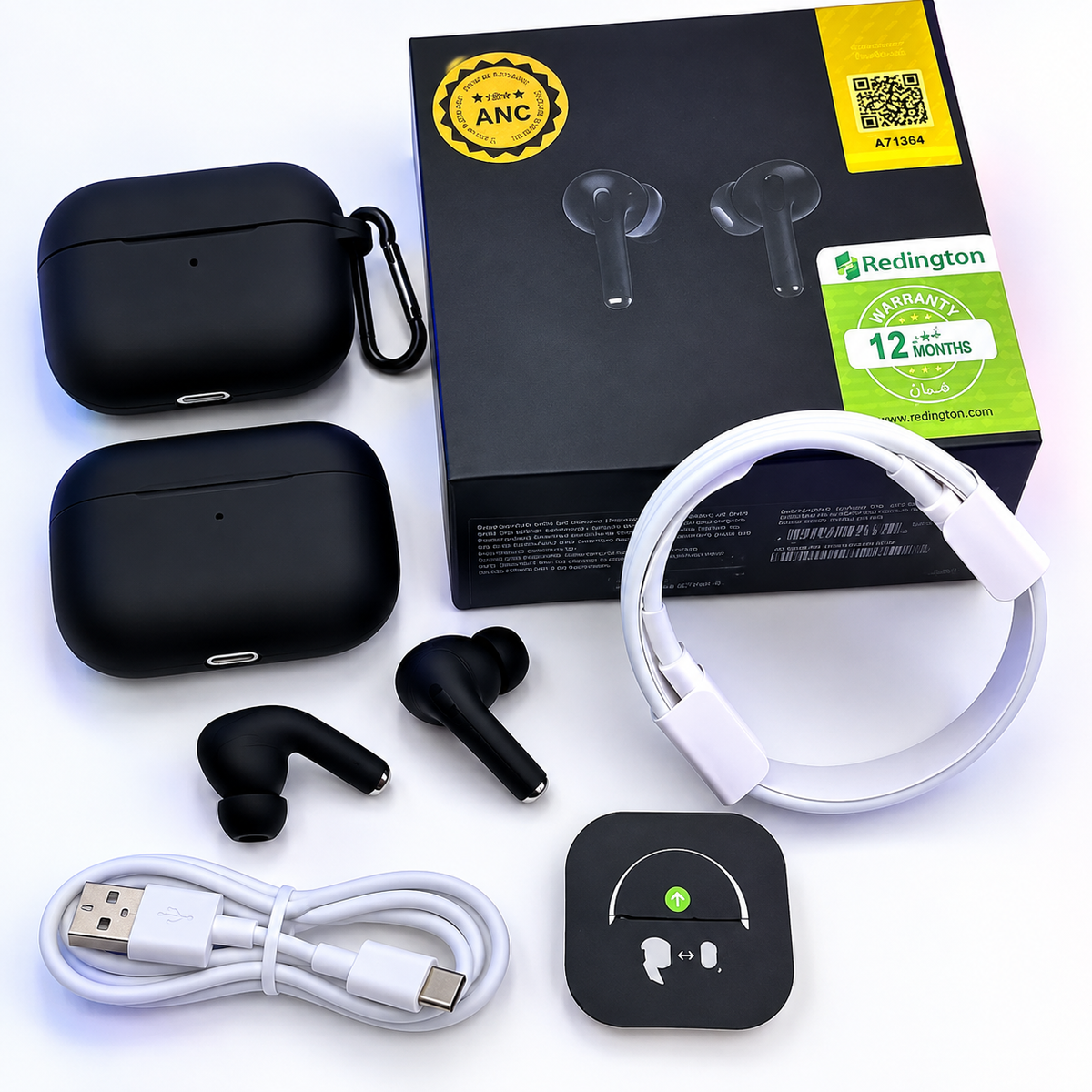 Black Airpods Pro 2 ANC Buy 1 Get 2 free Silicon case and data cable TC